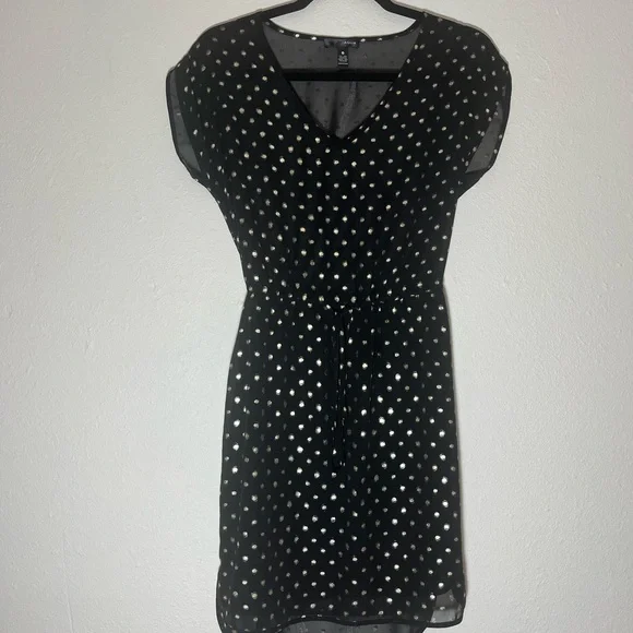 Aqua Black Gold Dotted Belted Dress - Picture 6 of 8